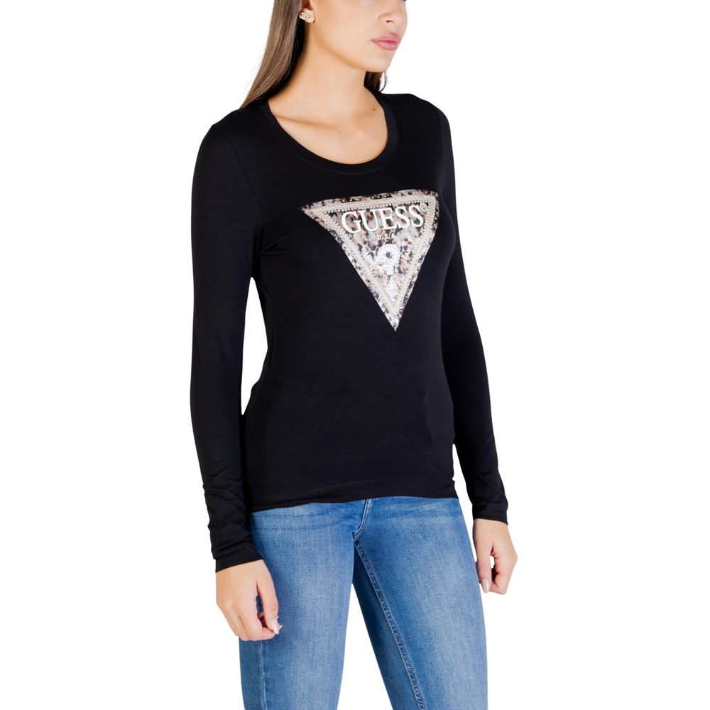 Guess Black Cotton Long Sleeve T-Shirt