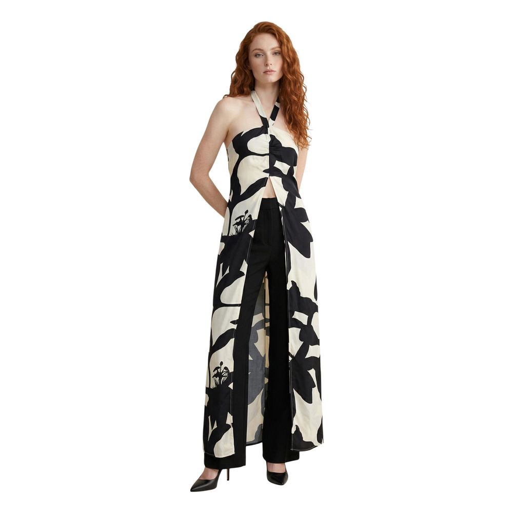Replay Black And White Viscose Long Dress