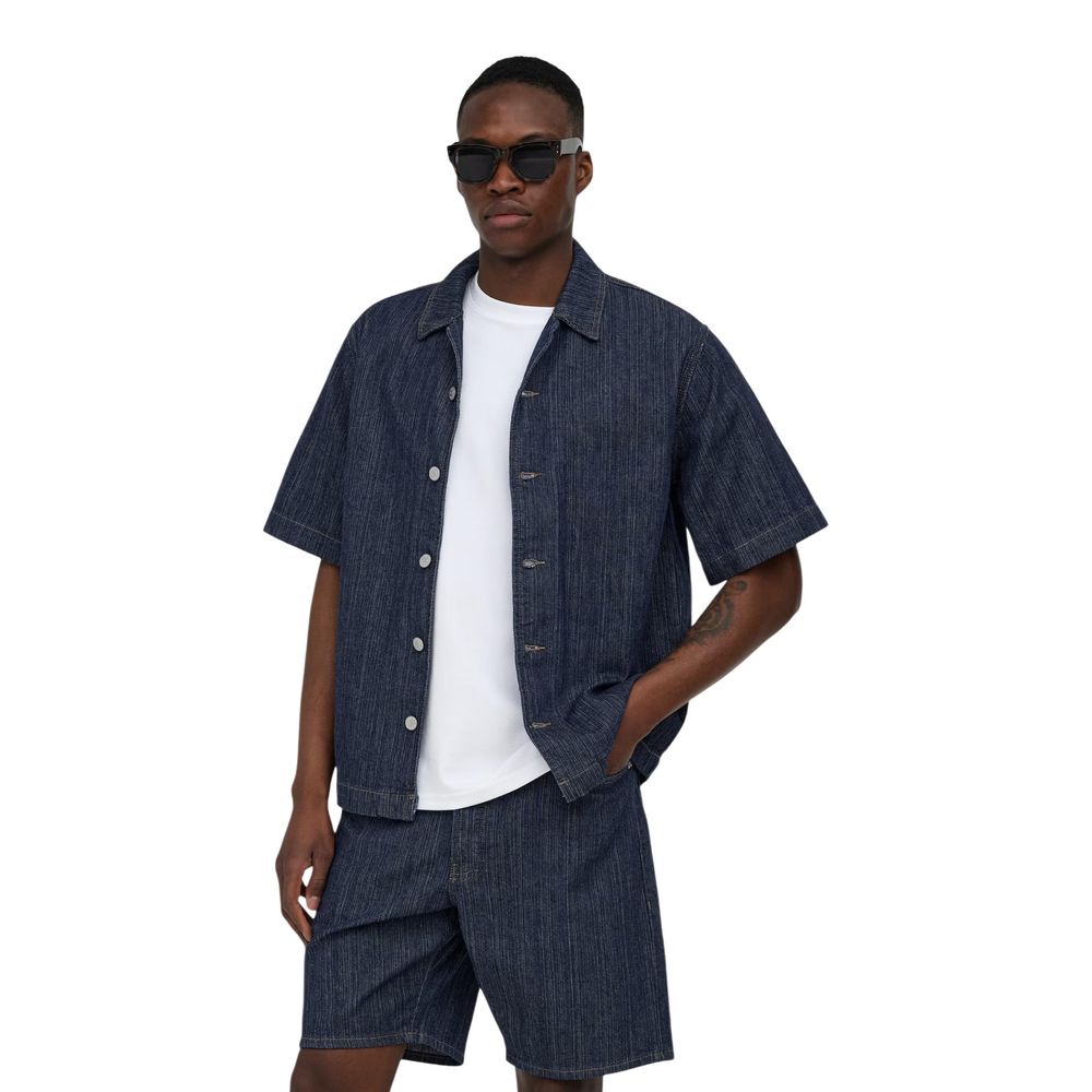 Only & Sons Blue Cotton Shortsleeve Shirt