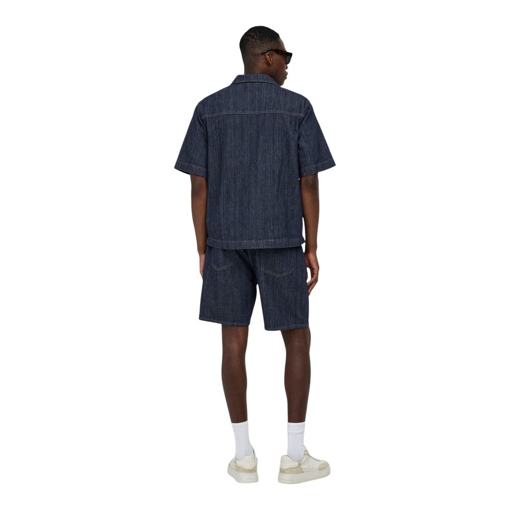 Only & Sons Blue Cotton Shortsleeve Shirt