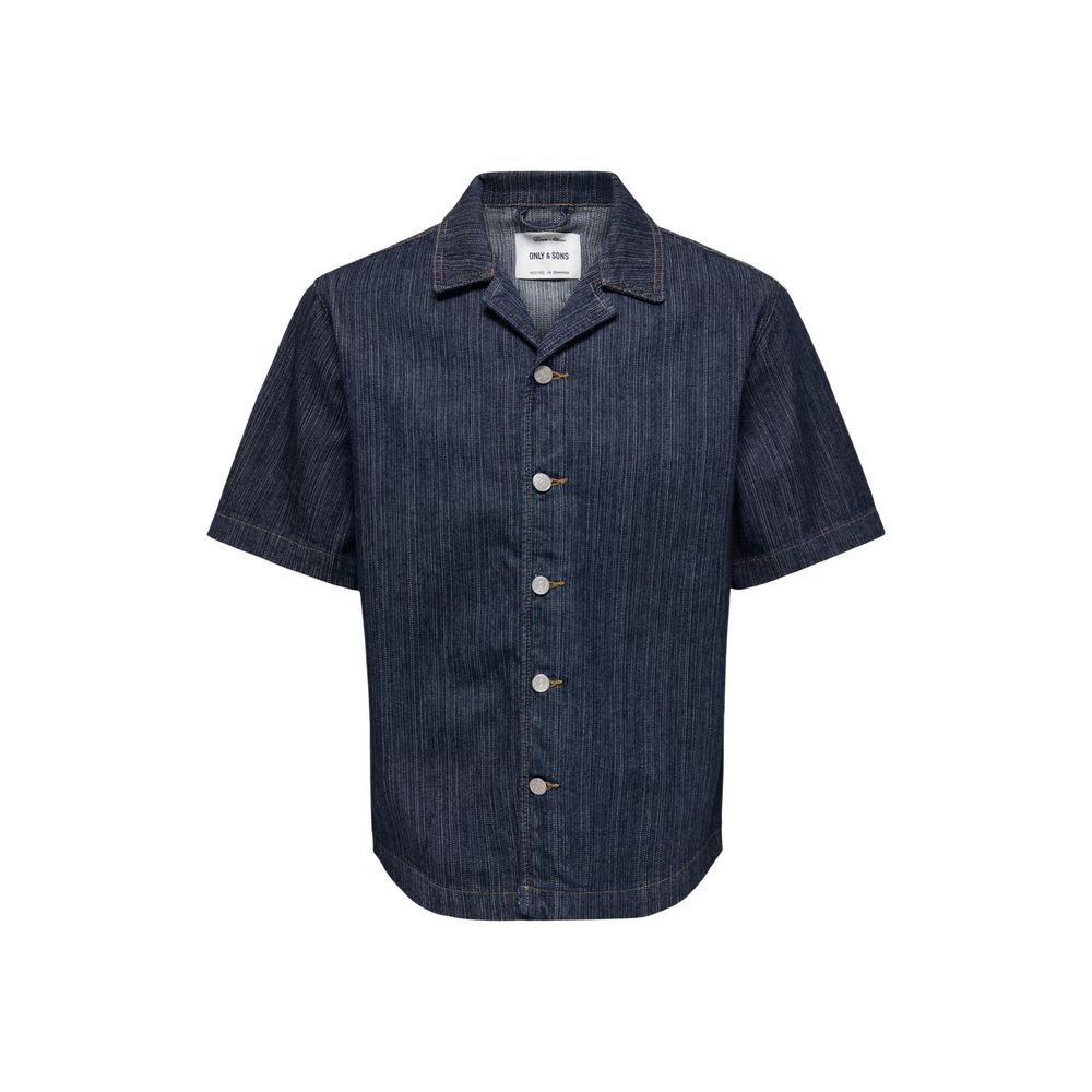Only & Sons Blue Cotton Shortsleeve Shirt