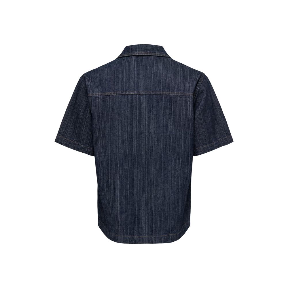 Only & Sons Blue Cotton Shortsleeve Shirt