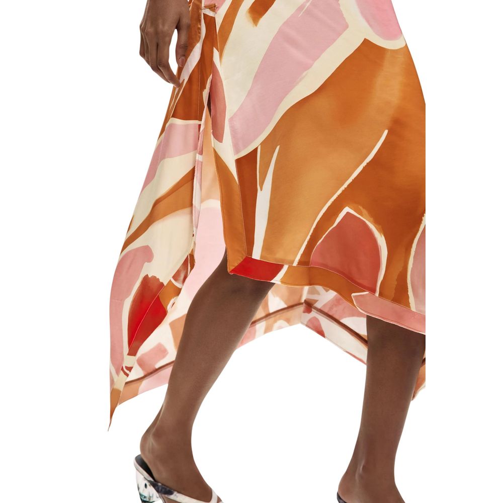 Desigual Orange Viscose Long Skirt