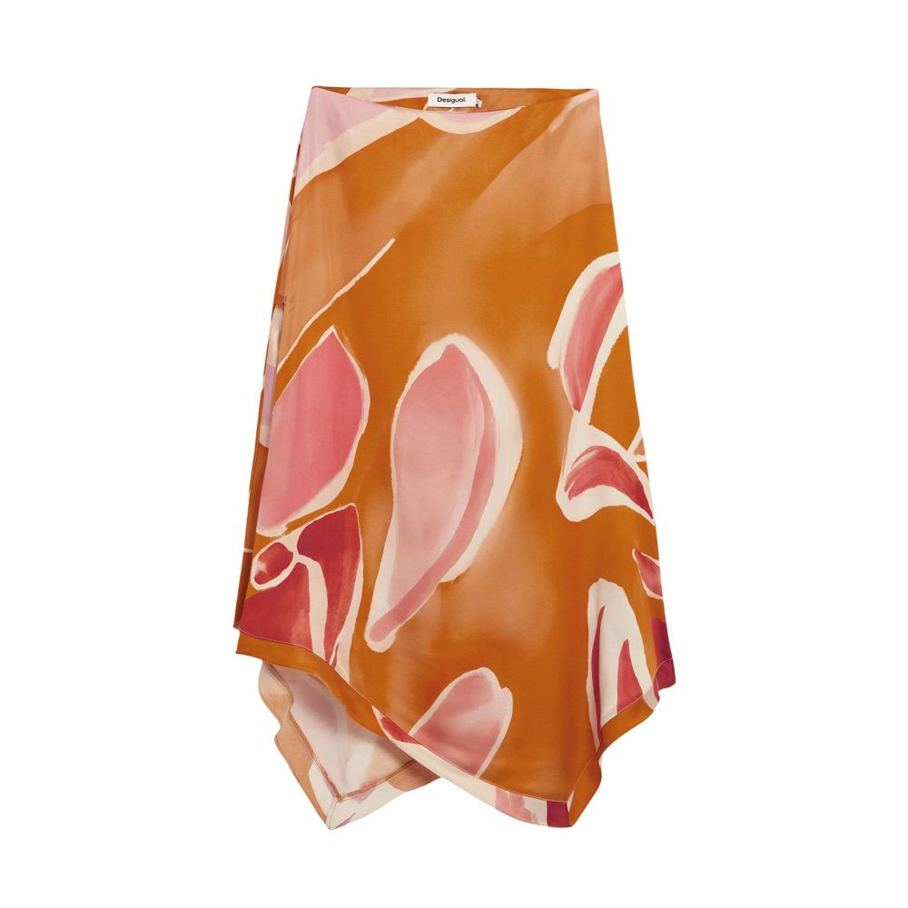 Desigual Orange Viscose Long Skirt