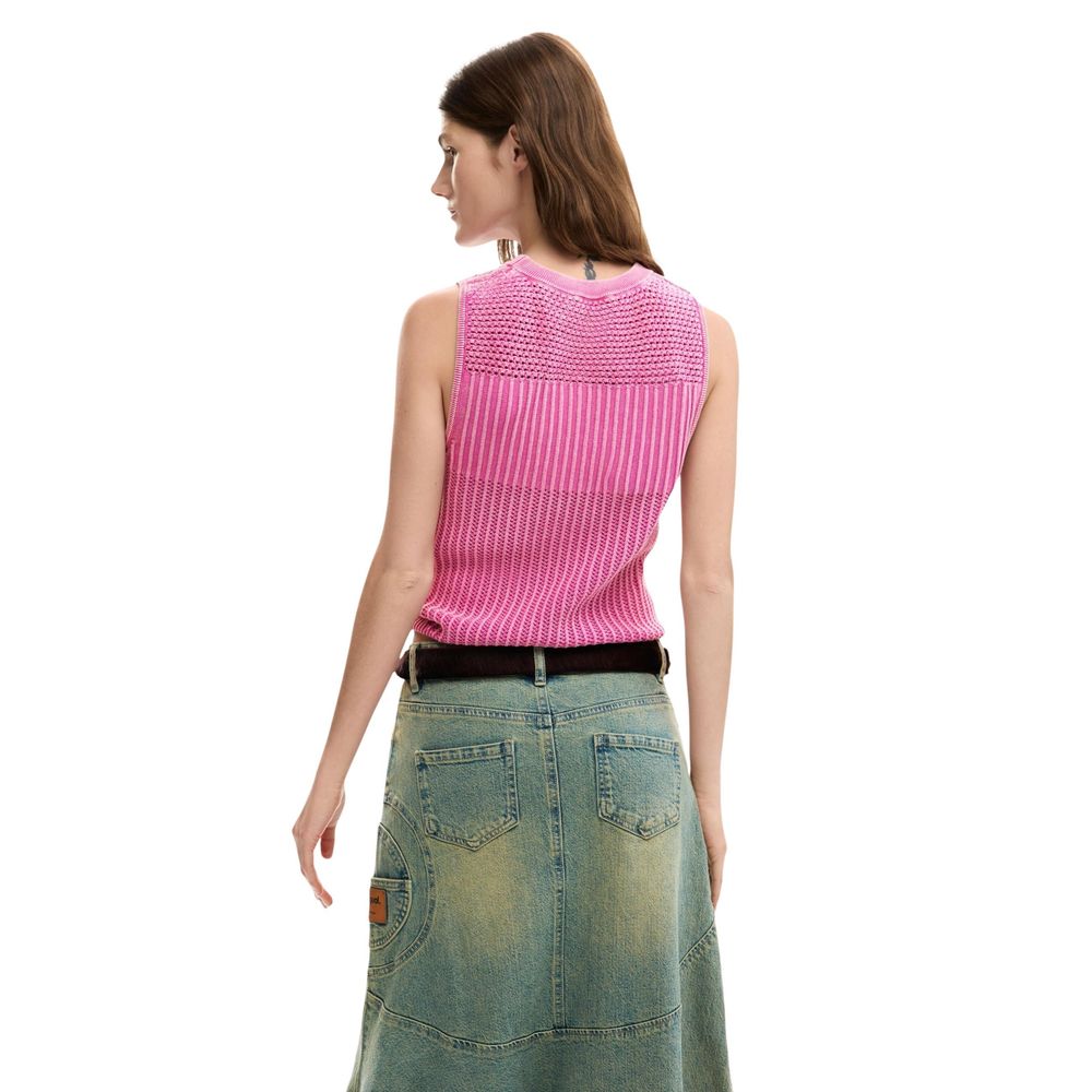 Desigual Pink Cotton Tank Tops