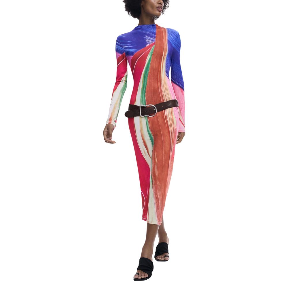 Desigual Purple Polyester Long Dress
