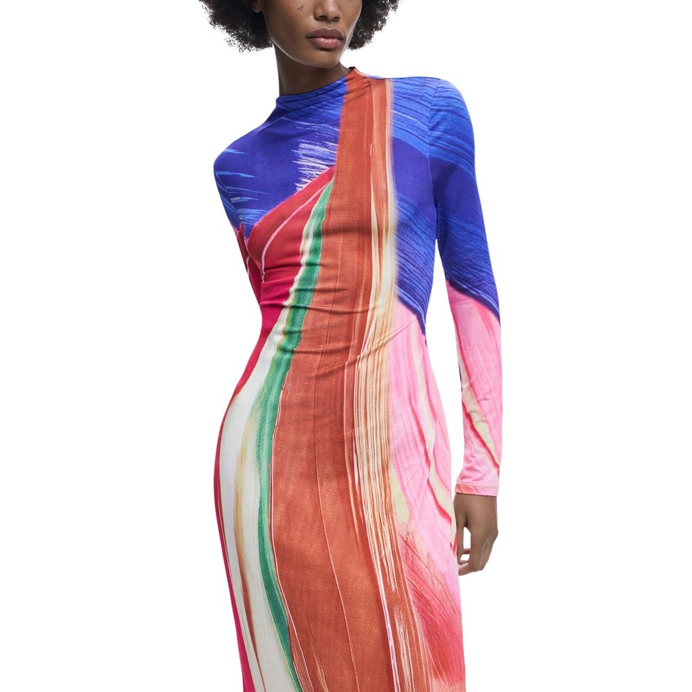 Desigual Purple Polyester Long Dress