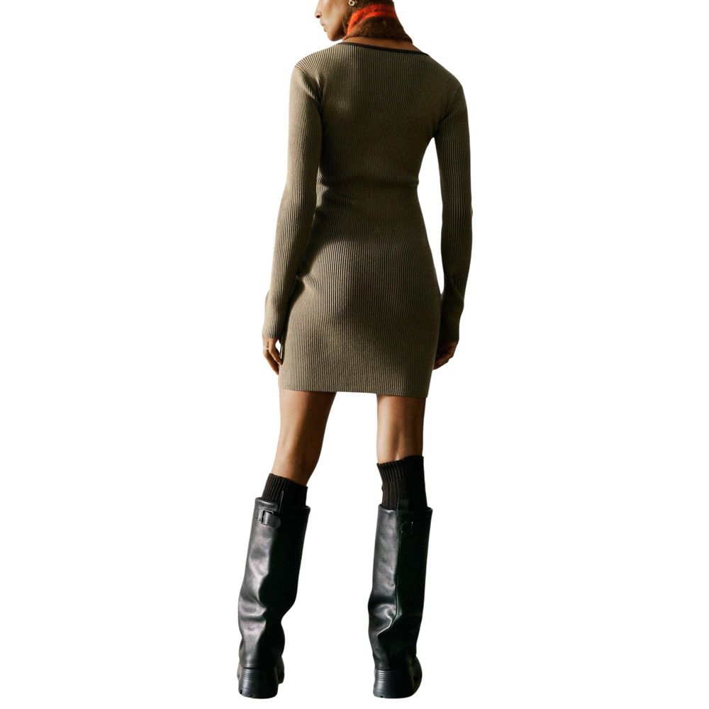 Desigual Brown Viscose Midi Dress