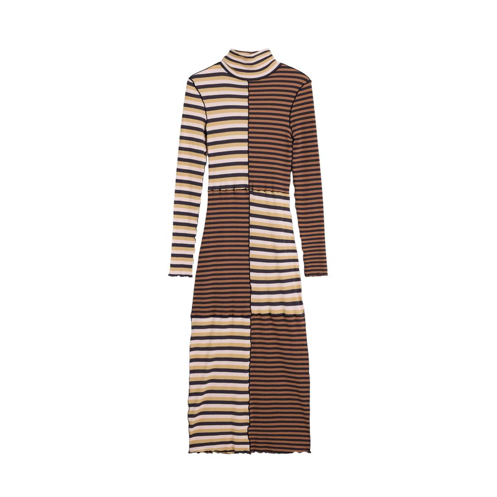 Desigual Brown Cotton Long Dress
