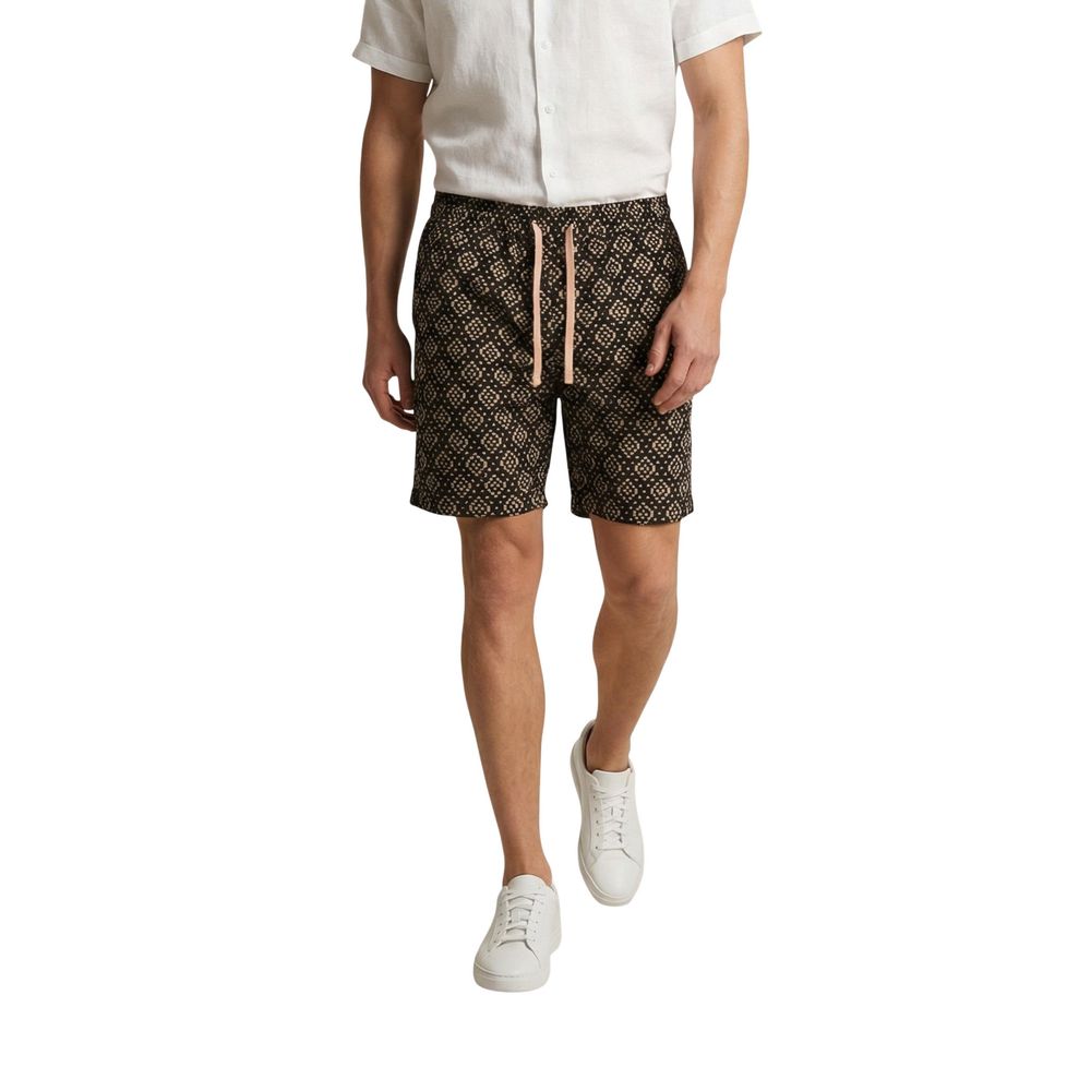 Gianni Lupo Black Cotton Bermuda Shorts