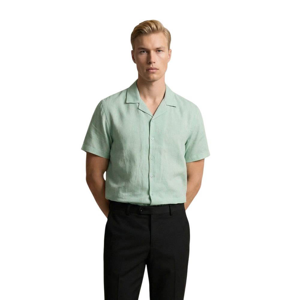 Gianni Lupo Green Linen Shortsleeve Shirt