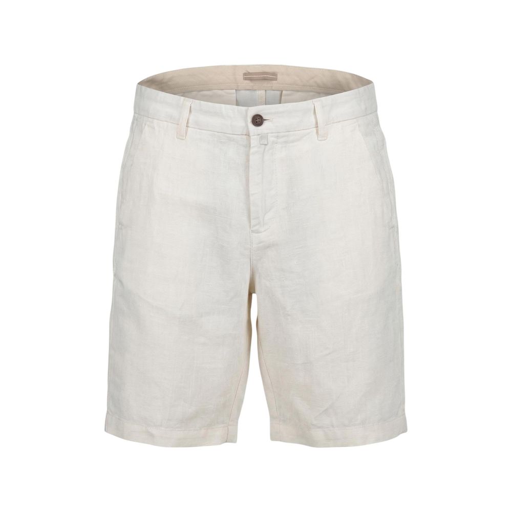 Borghese White Linen Bermuda Shorts