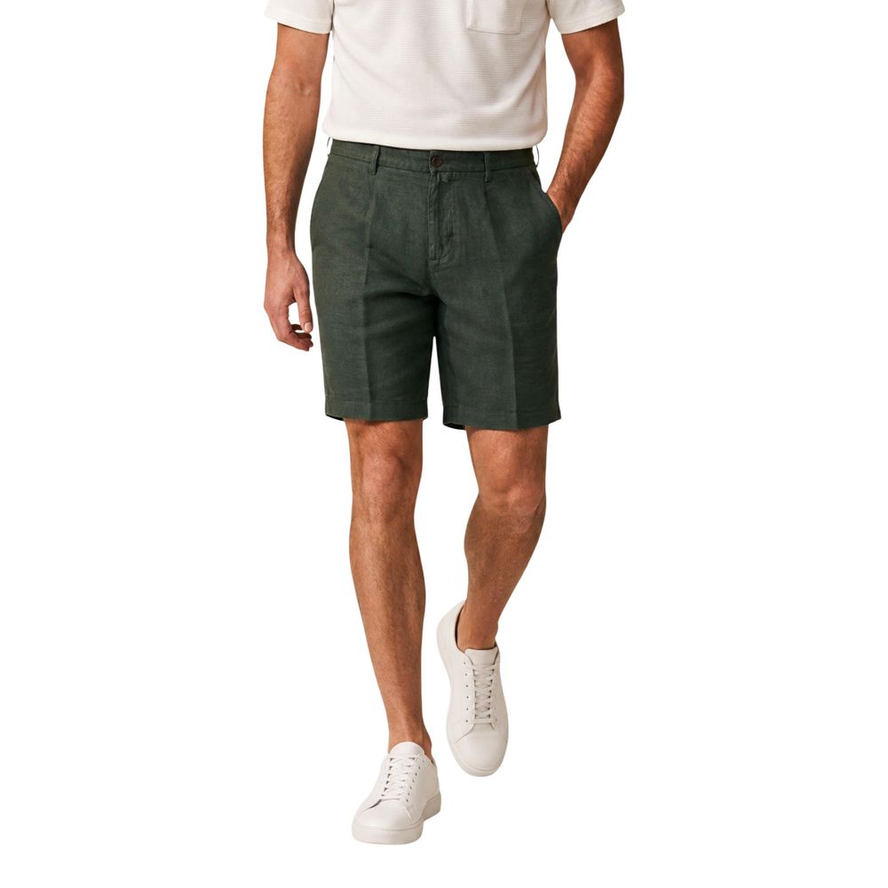 Borghese Green Linen Bermuda Shorts