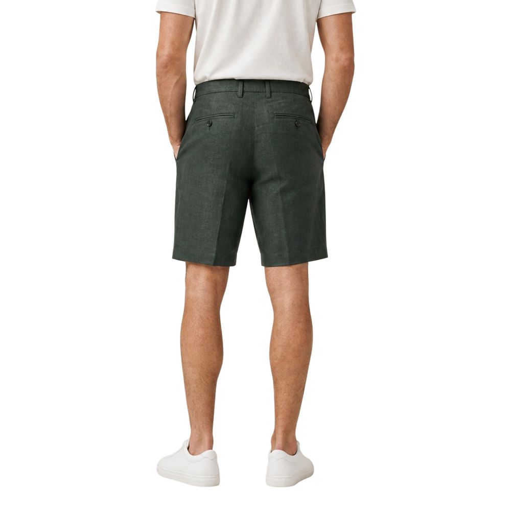 Borghese Green Linen Bermuda Shorts