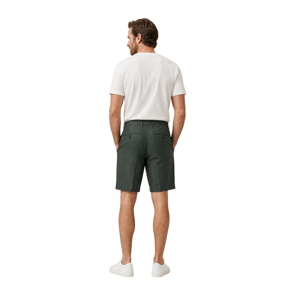 Borghese Green Linen Bermuda Shorts