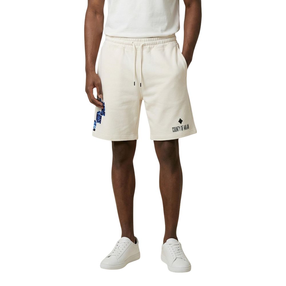 County of Milan Cream Cotton Bermuda Shorts