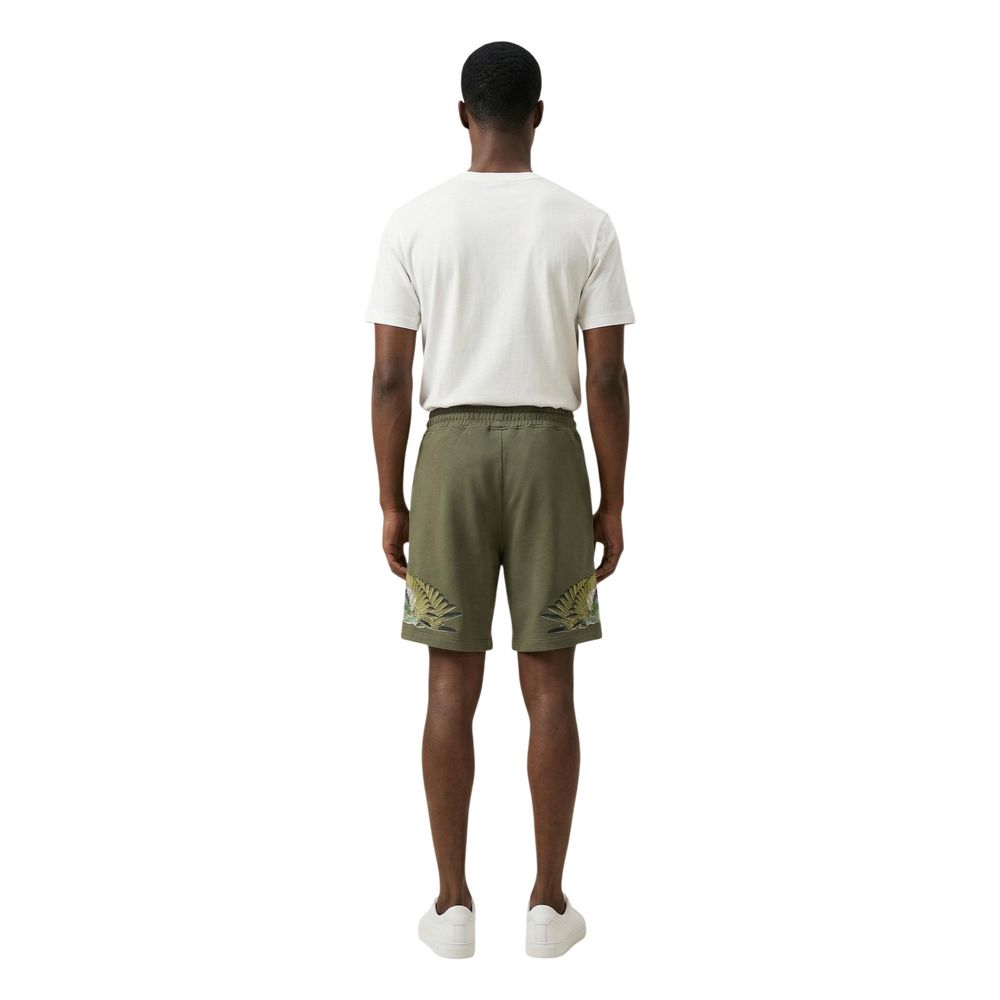 County of Milan Green Cotton Bermuda Shorts