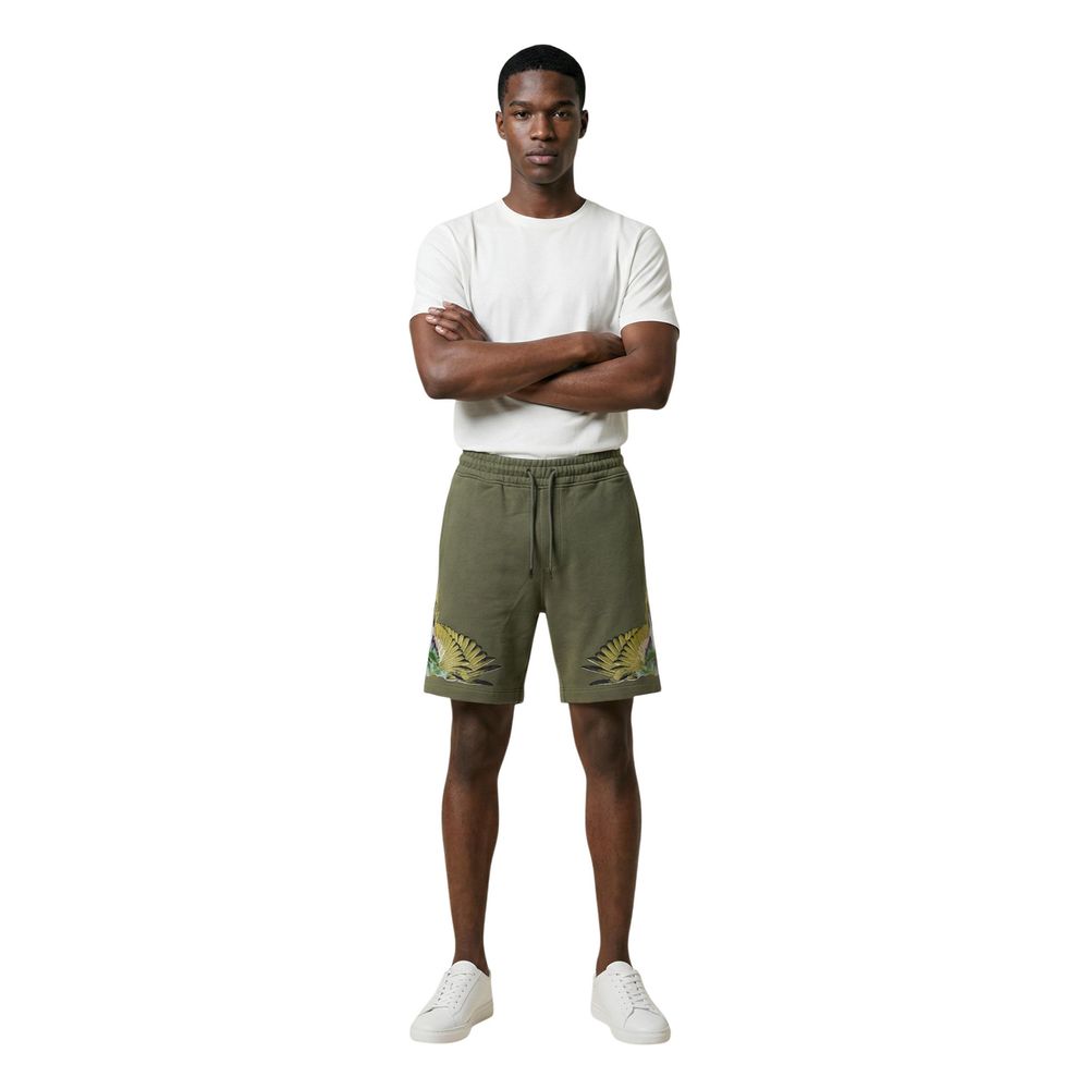 County of Milan Green Cotton Bermuda Shorts