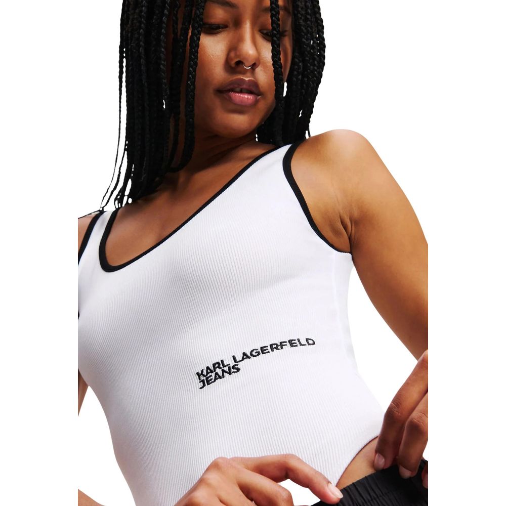 Karl Lagerfeld White Cotton Bodysuit