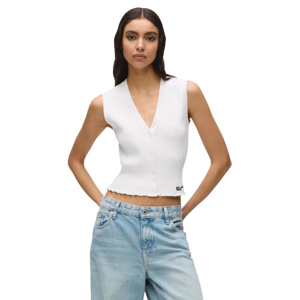 Karl Lagerfeld White Viscose Tank Tops