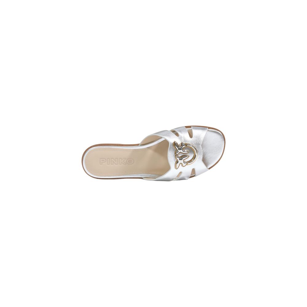 PINKO White Leather Slippers
