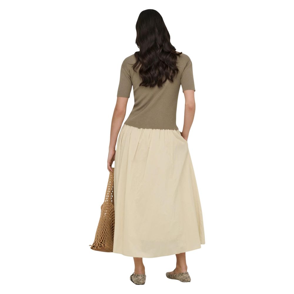 Jacqueline De Yong Beige Cotton Long Skirt