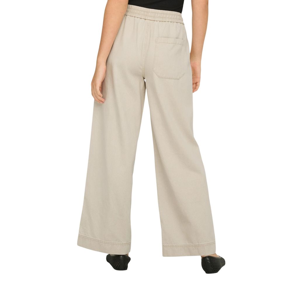 Only Cream Cotton Flared Pants