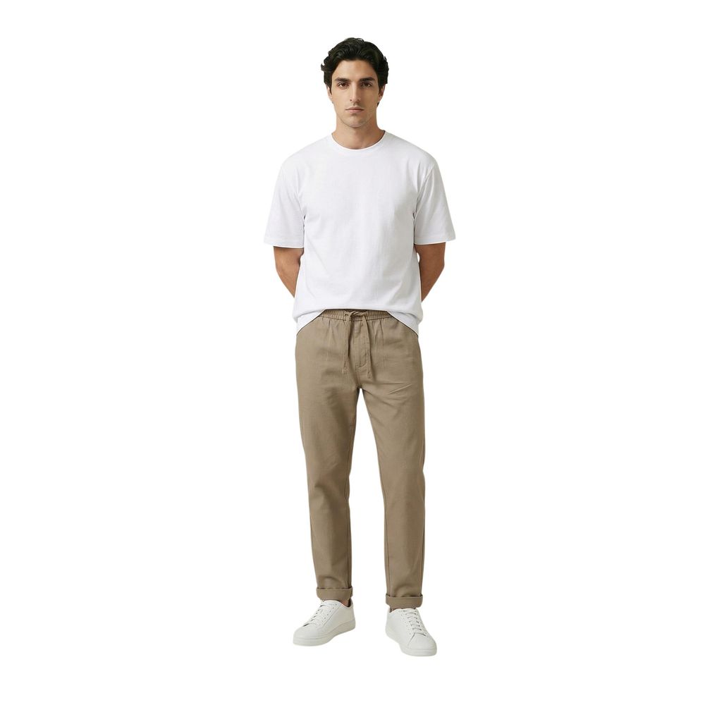 Gianni Lupo Brown Polyester Casual Pants