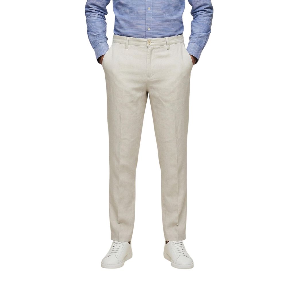 Borghese White Linen Casual Pants