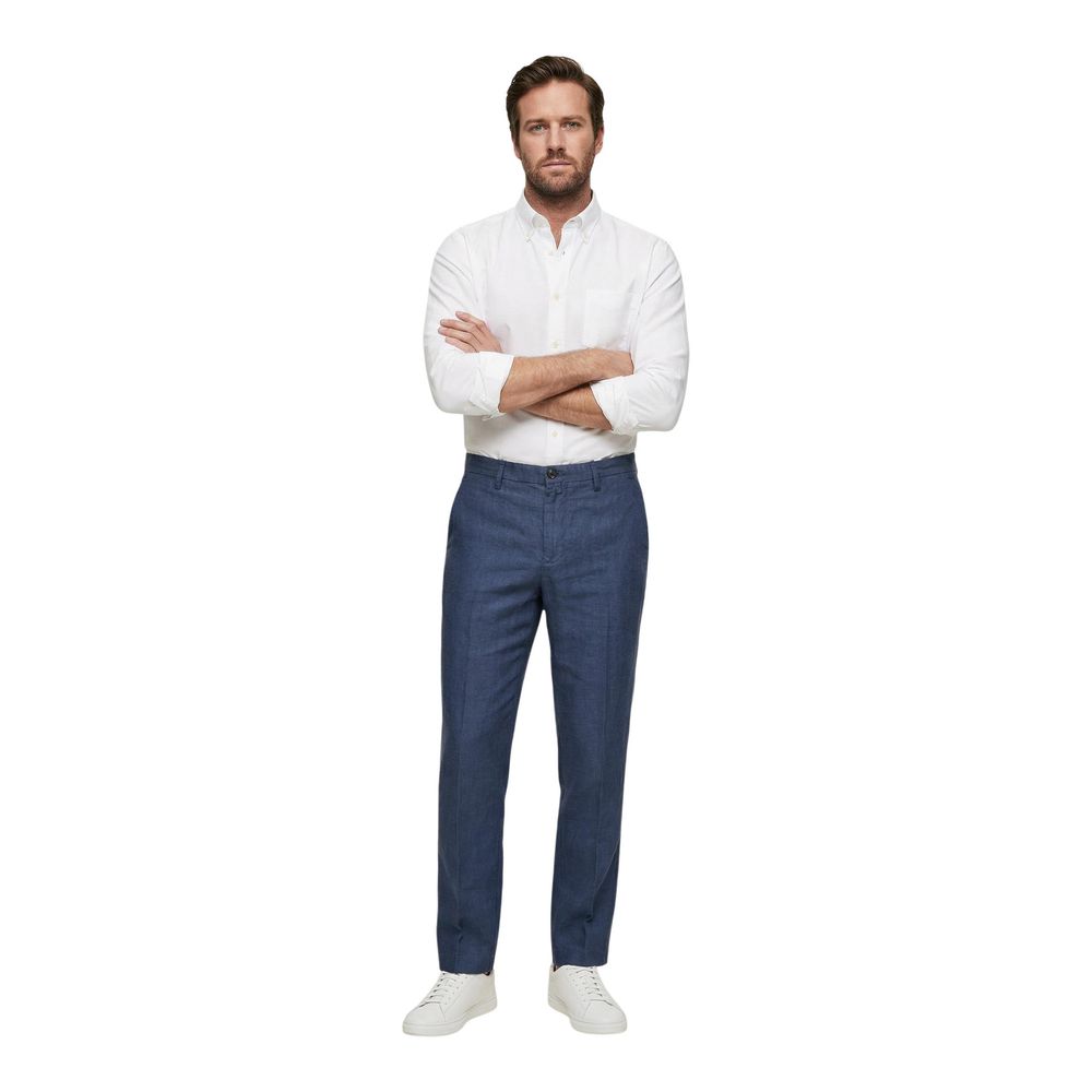 Borghese Blue Linen Casual Pants