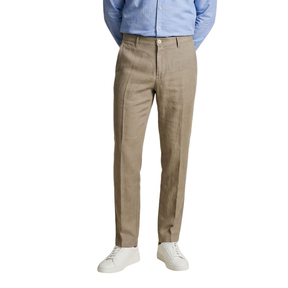 Borghese Beige Linen Casual Pants