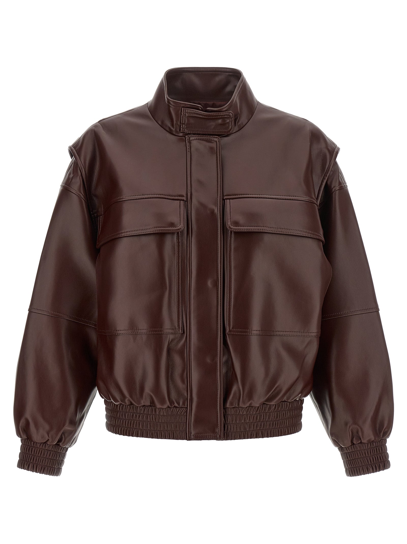 Twinset Brown Polyester Leather Jacket