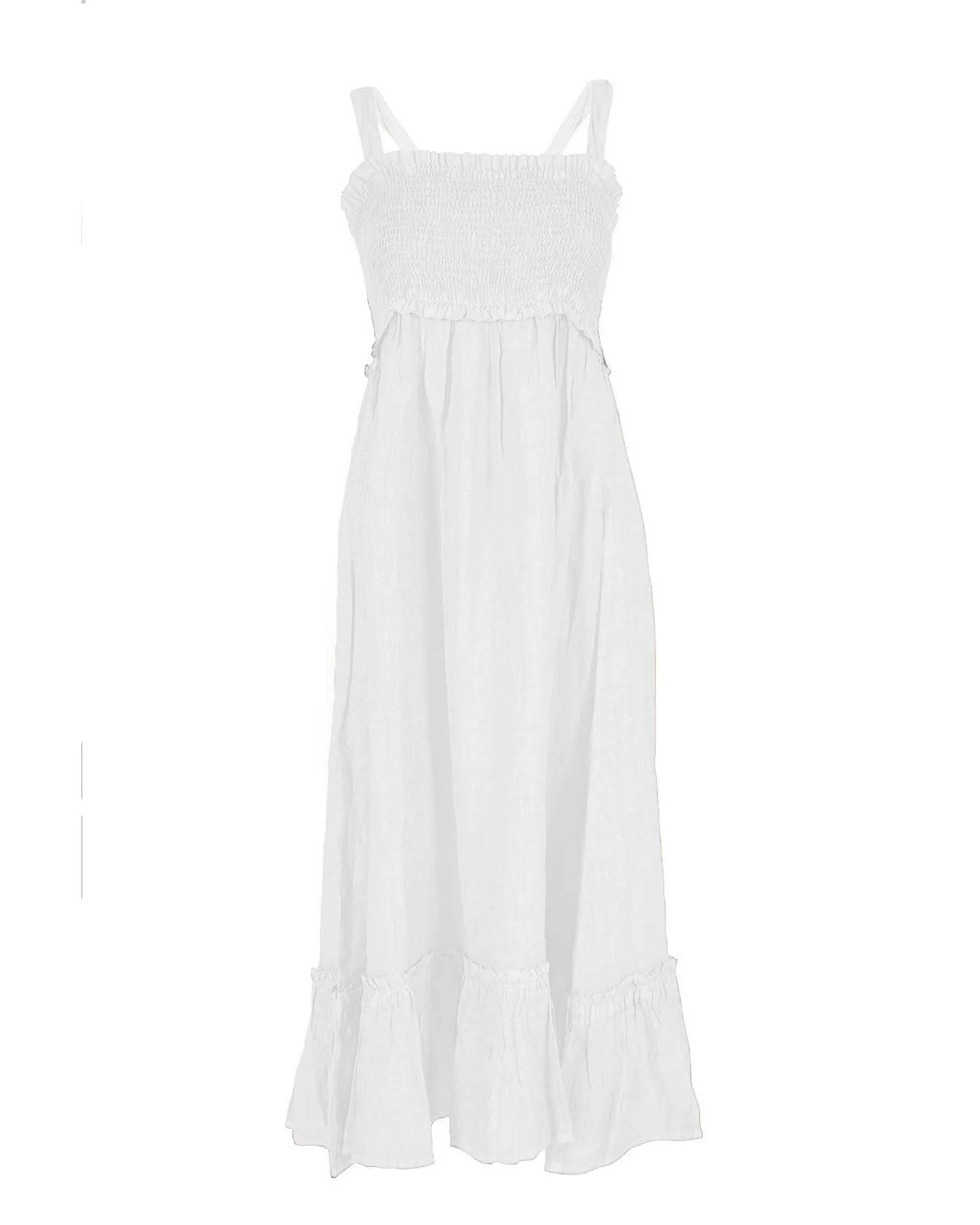 Yes Zee White Linen Casual Dress