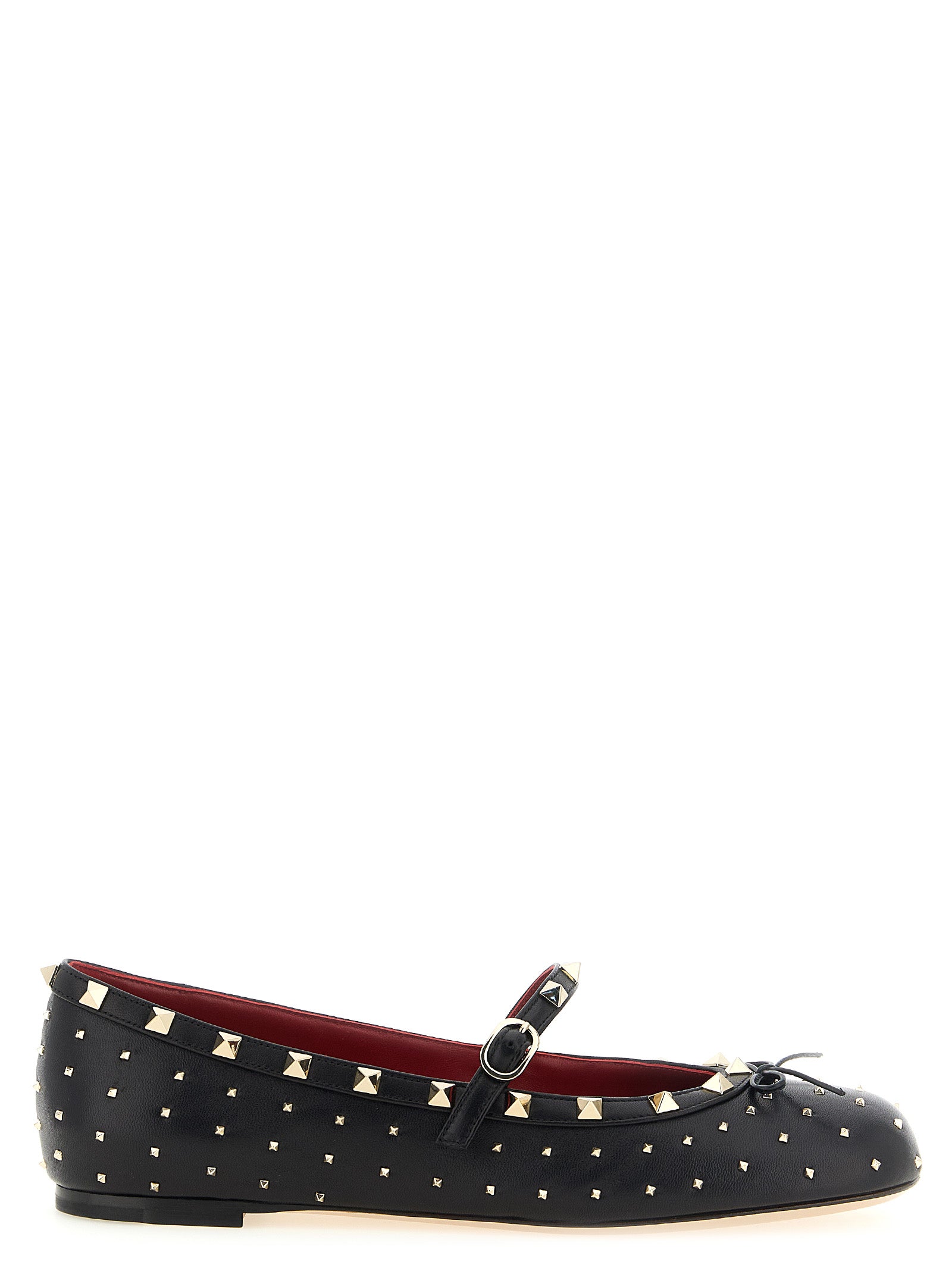 Valentino Garavani Black Lamb Leather Ballet Flats