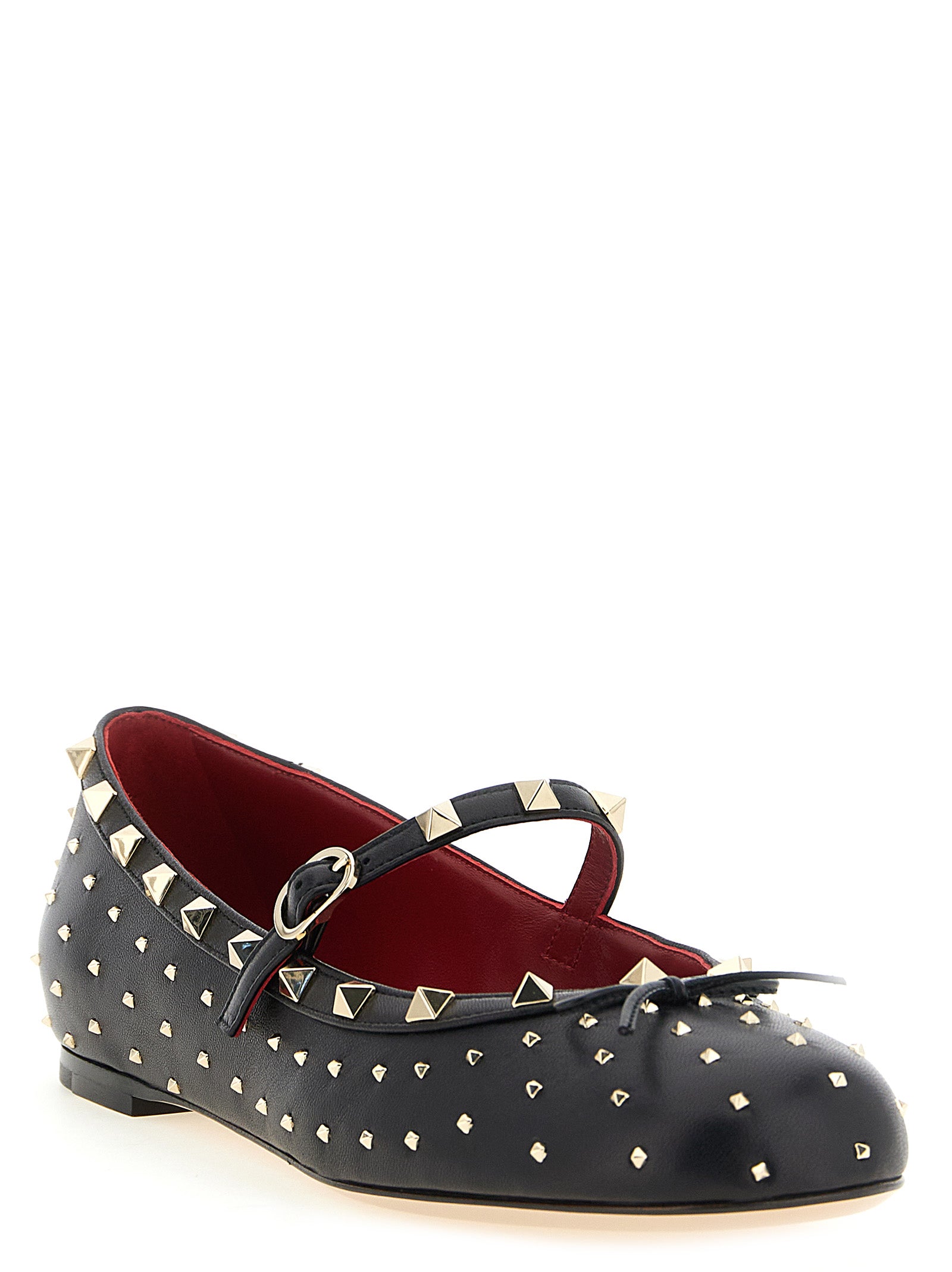 Valentino Garavani Black Lamb Leather Ballet Flats