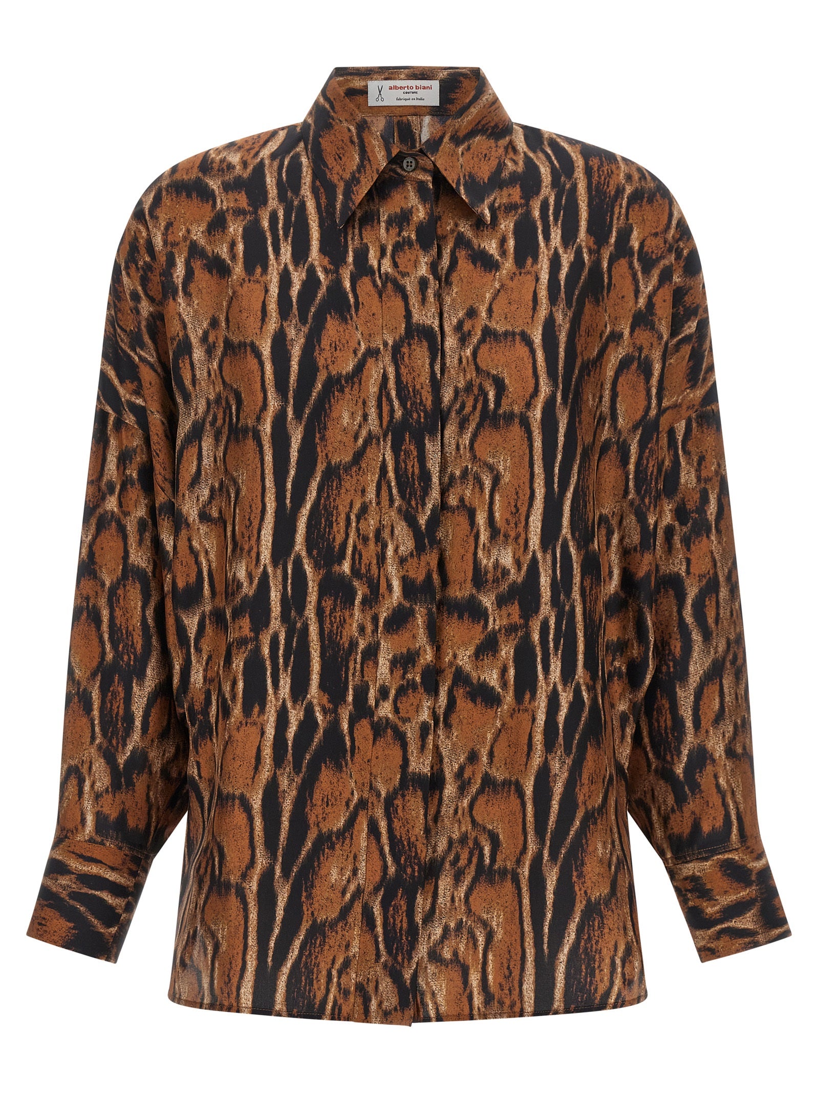 Alberto Biani Brown Silk Blouse