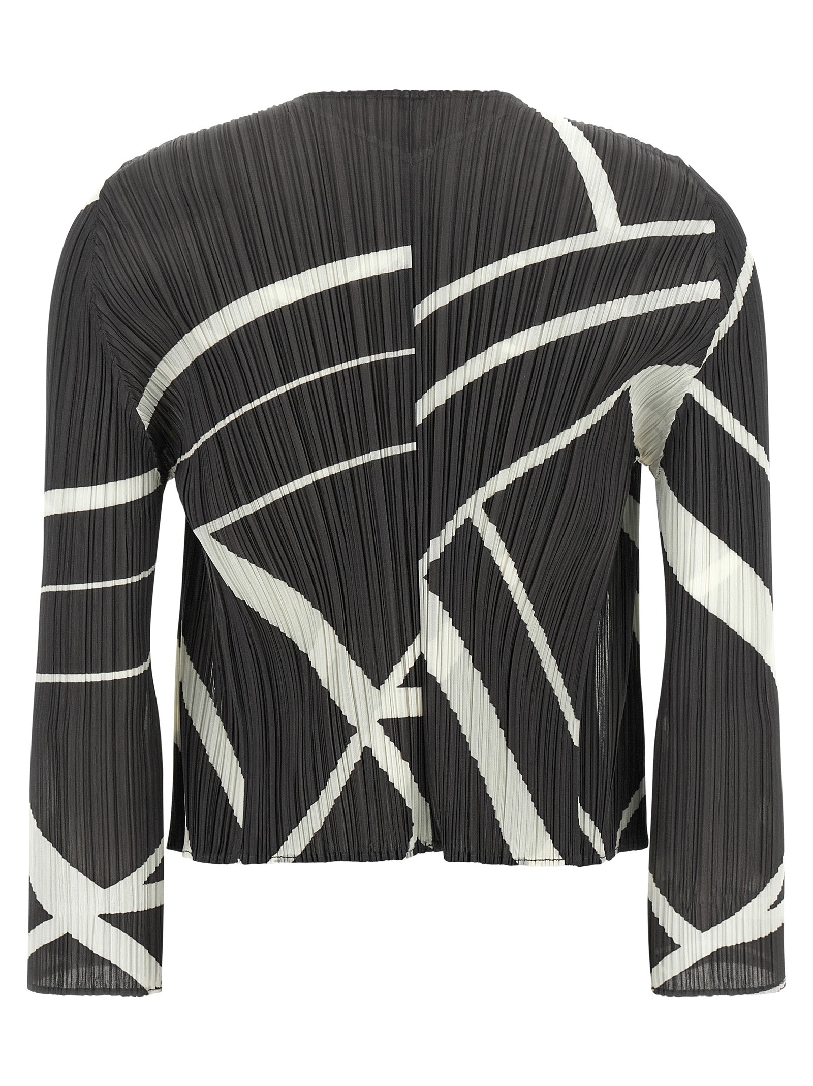 PLEATS PLEASE ISSEY MIYAKE Bicolor Polyester Cardigan
