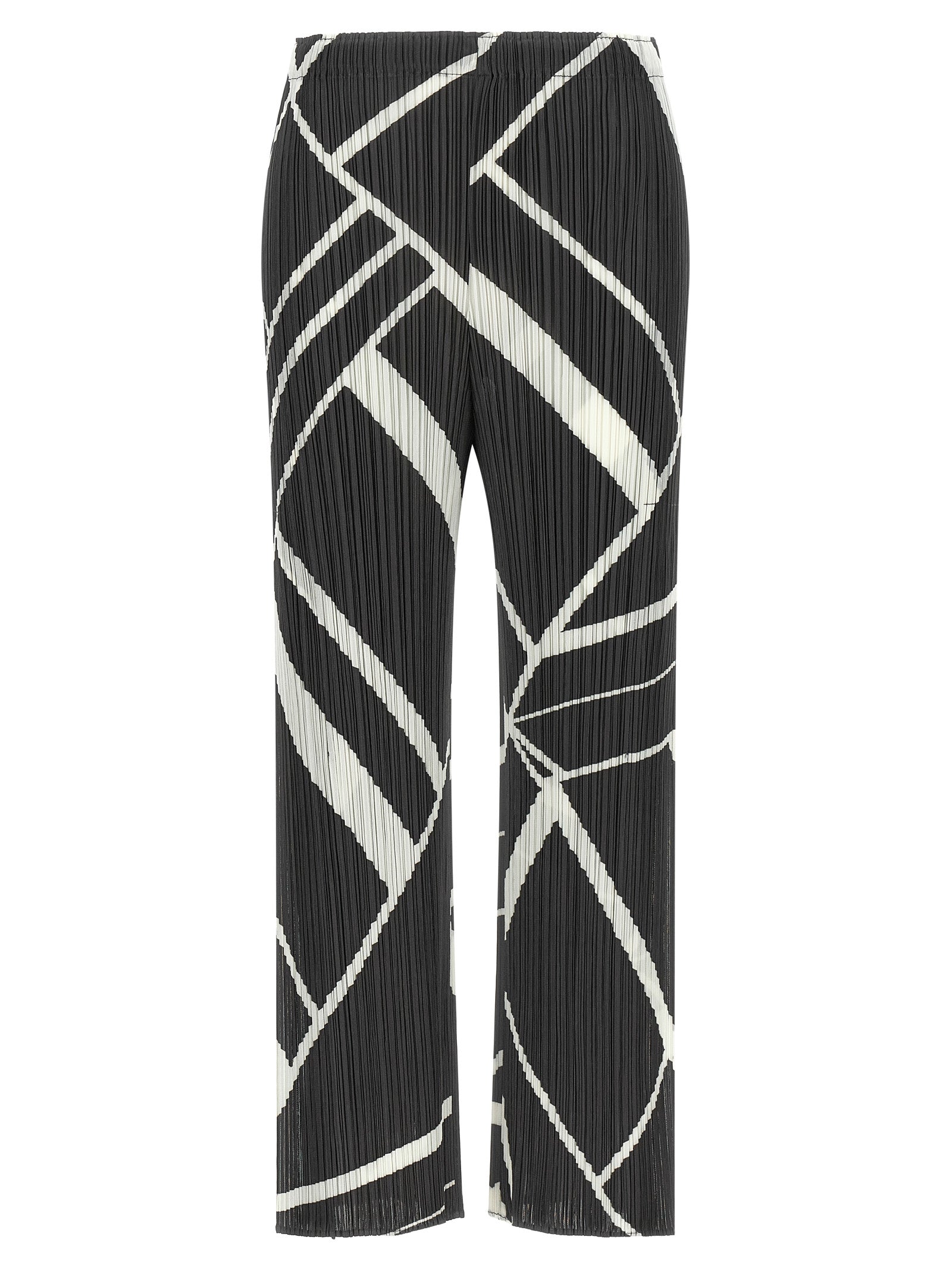 PLEATS PLEASE ISSEY MIYAKE Gray Polyester Casual Pants