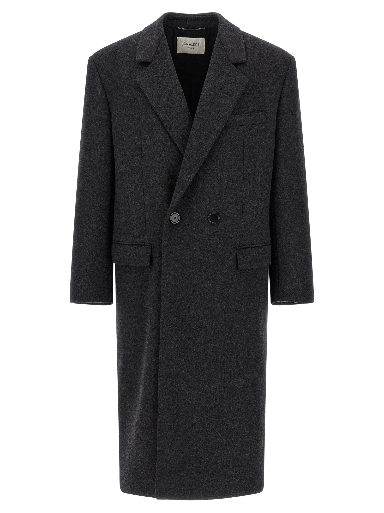 Saint Laurent Gray Wool Coat