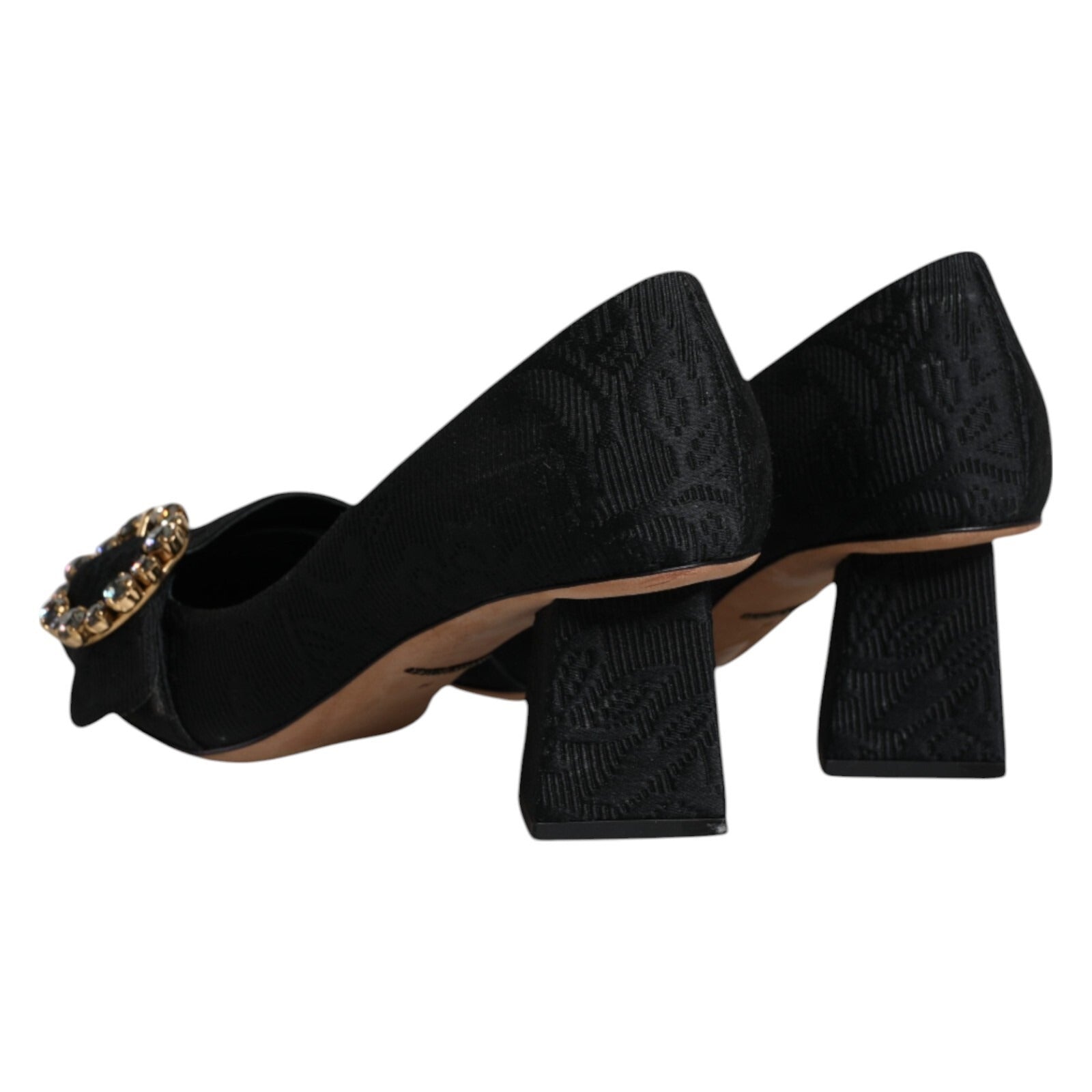 Dolce & Gabbana Black Brocade Crystals Heels Pumps Shoes