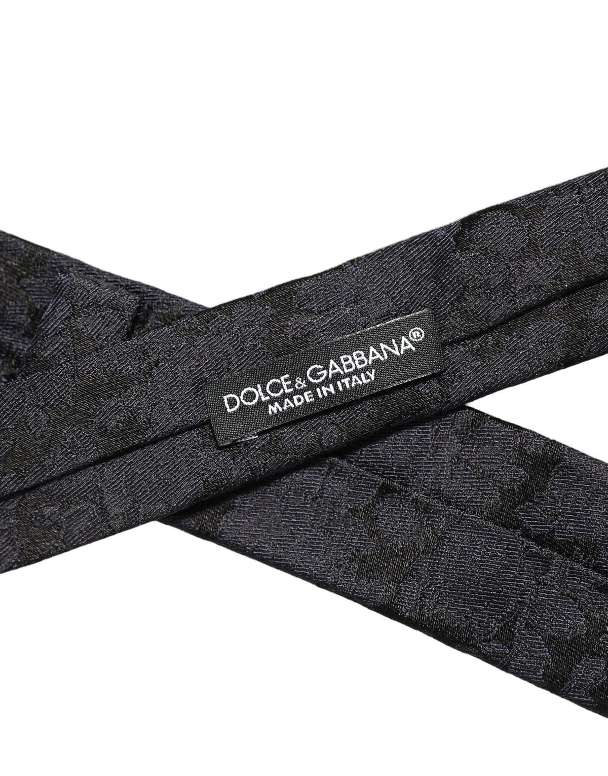 Dolce & Gabbana Men Black Floral Jacquard Adjustable Tied Necktie Tie