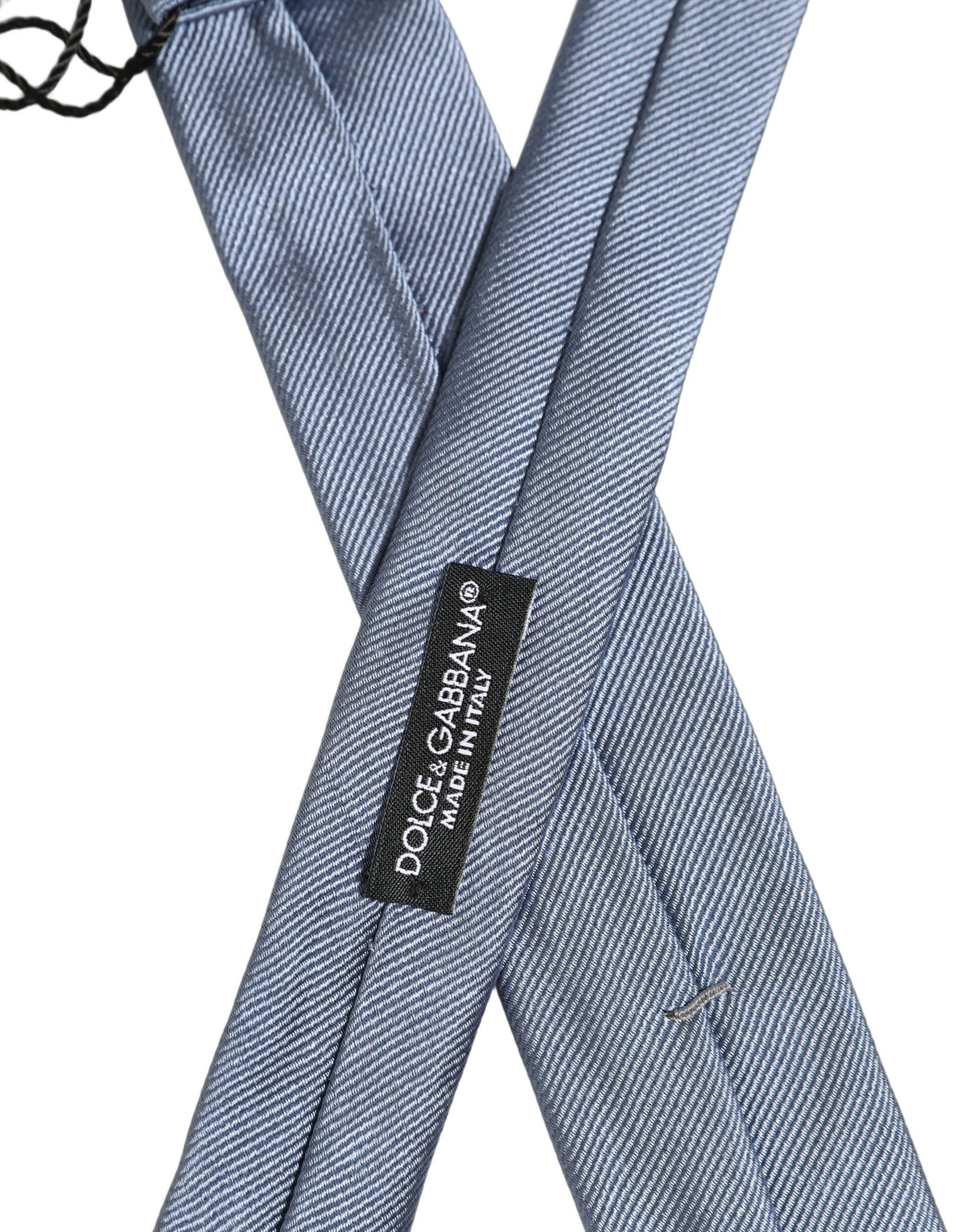 Dolce & Gabbana Men Light Blue Textured Silk Adjustable Tied Necktie Tie