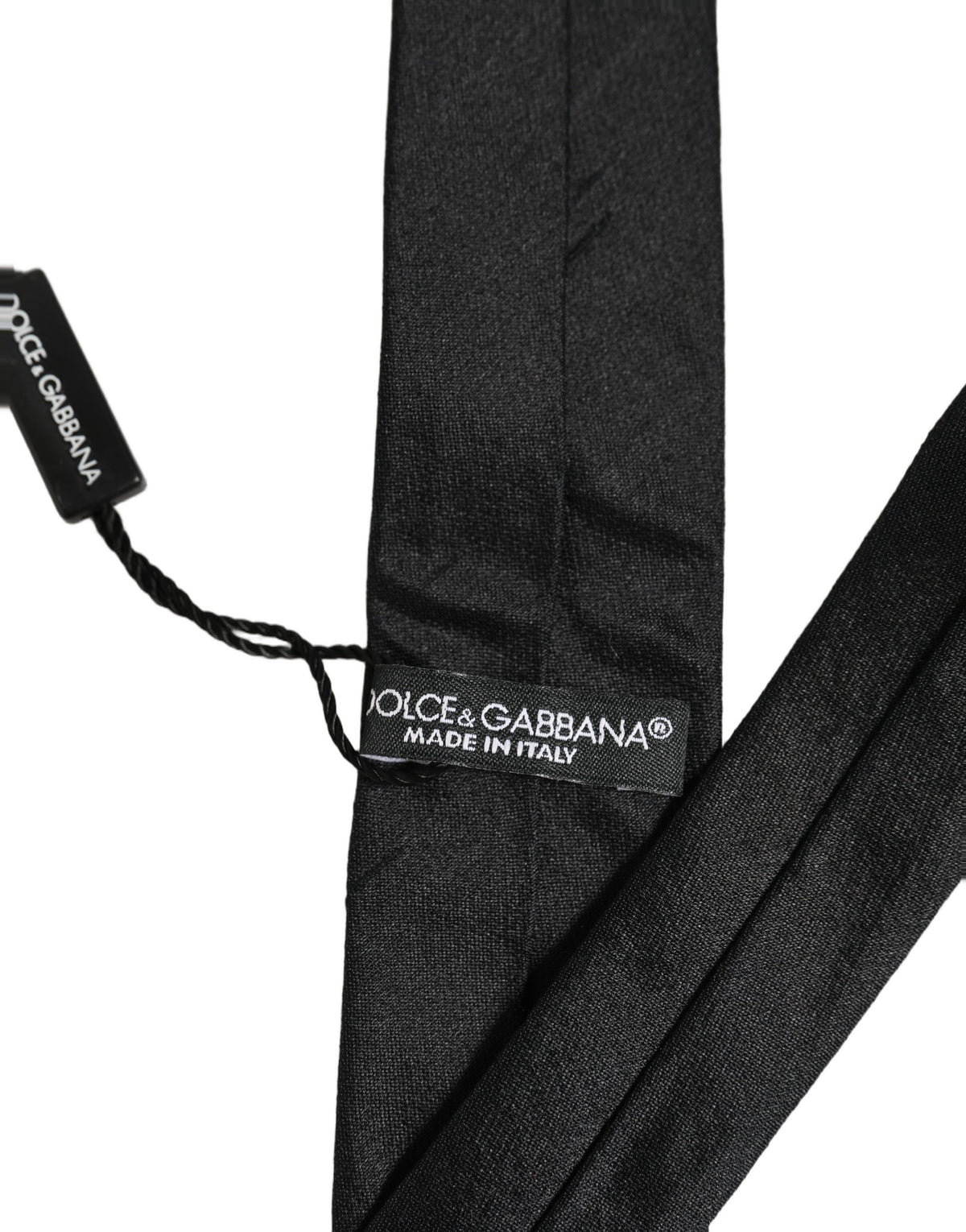 Dolce & Gabbana Men Black Satin Silk Classic Adjustable Tied Necktie Tie