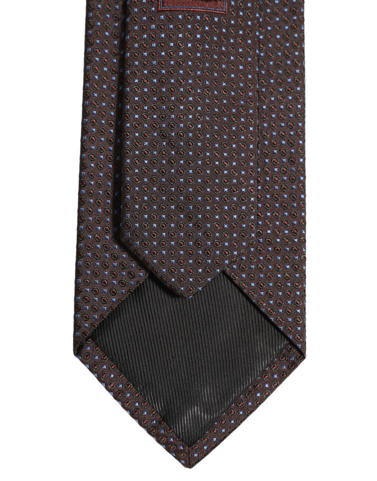 Dolce & Gabbana Men Brown Geometric Silk Adjustable Tied Necktie Tie