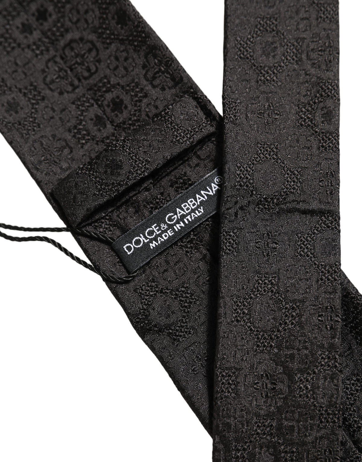 Dolce & Gabbana Men Black Silk Geometric Adjustable Tied Necktie Tie