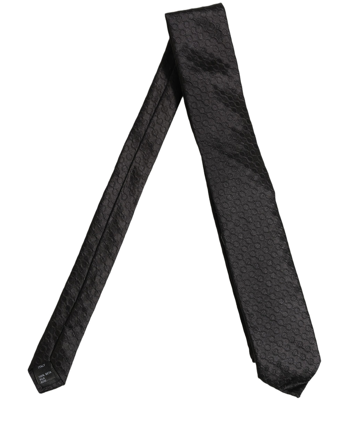 Dolce & Gabbana Men Black Silk Geometric Adjustable Tied Necktie Tie