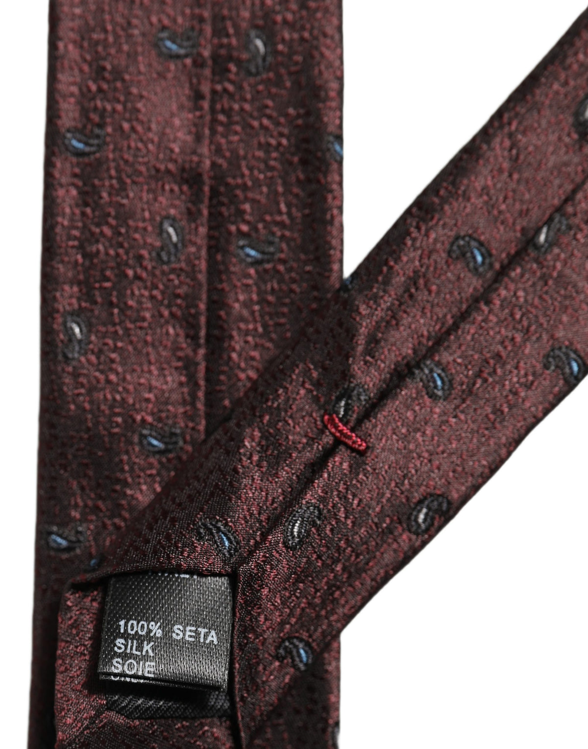 Dolce & Gabbana Men Burgundy Silk Paisley Adjustable Tied Necktie Tie