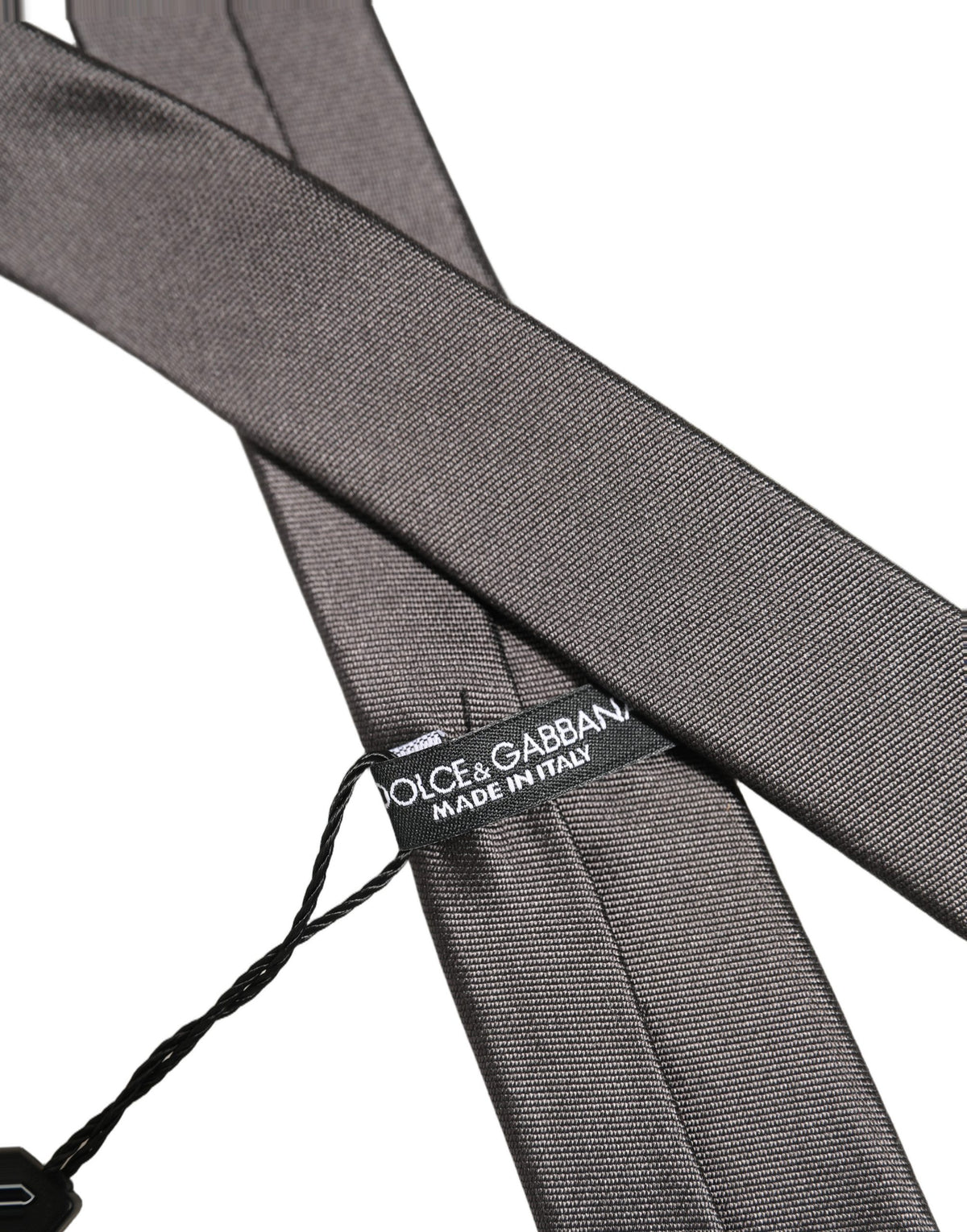 Dolce & Gabbana Black Woven 100% Silk Adjustable Necktie Accessory Tie