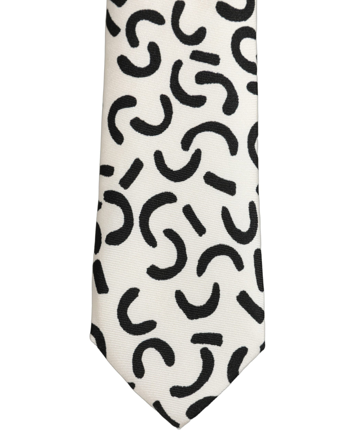 Dolce & Gabbana Men Cream Silk Abstract Adjustable Tied Necktie Tie