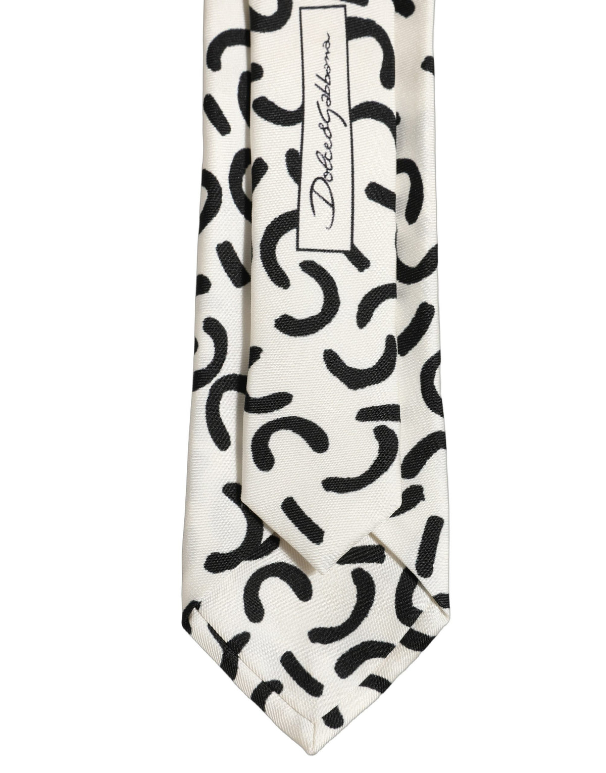 Dolce & Gabbana Men Cream Silk Abstract Adjustable Tied Necktie Tie